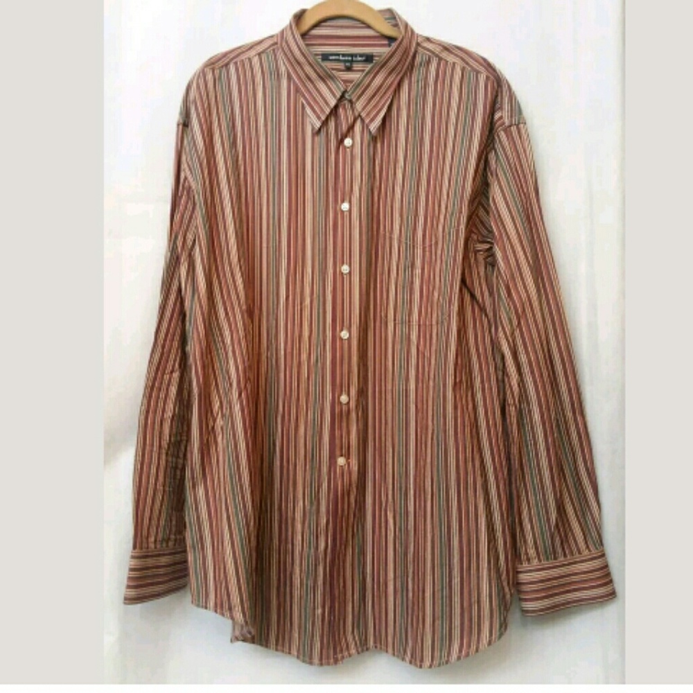 Northern Isles Mens XXL Shirt Burgundy Striped Button Down
